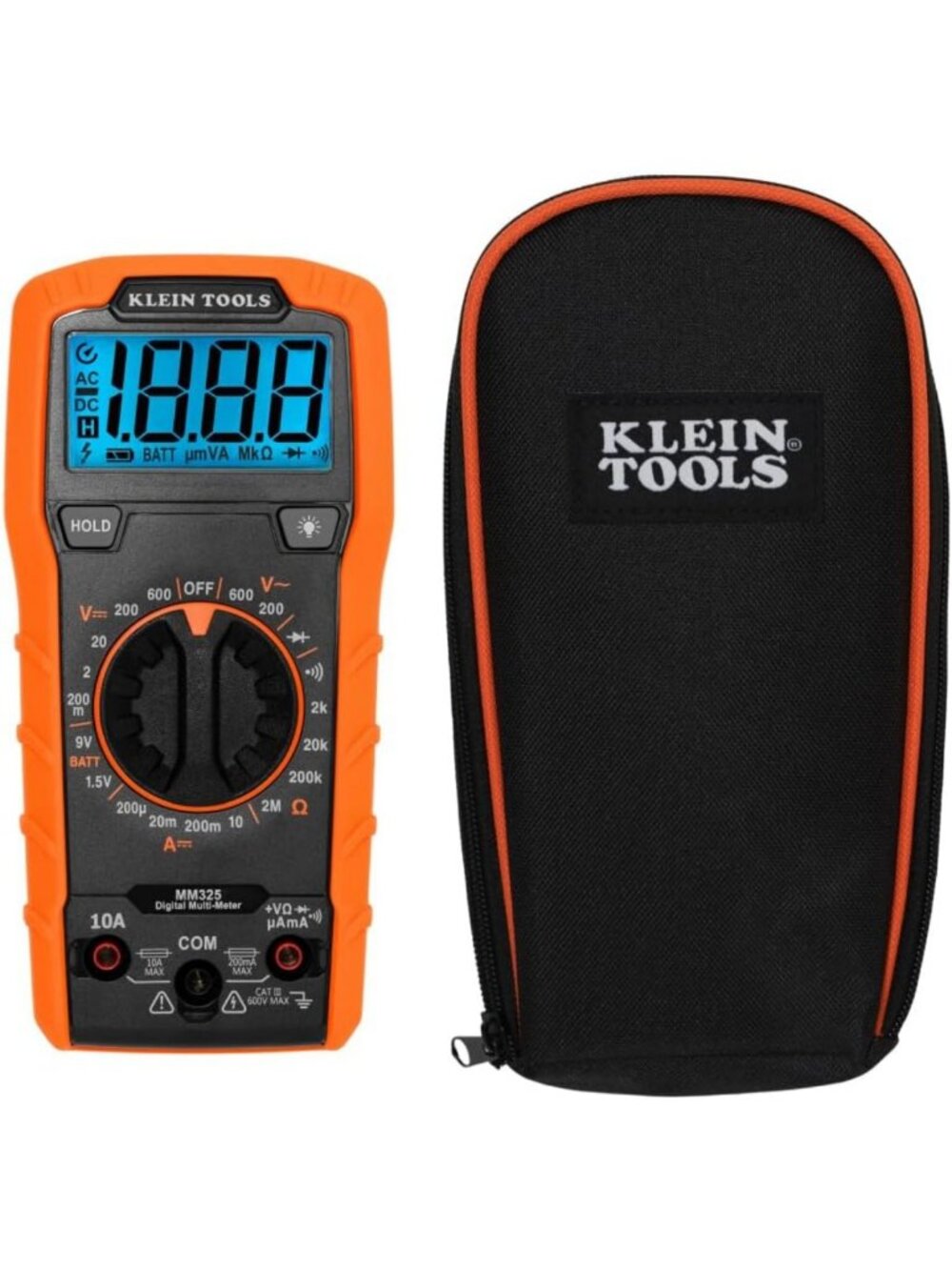 Digital Multimeter Kit with Case - 600V AC/DC Voltage Tester, Battery & Current